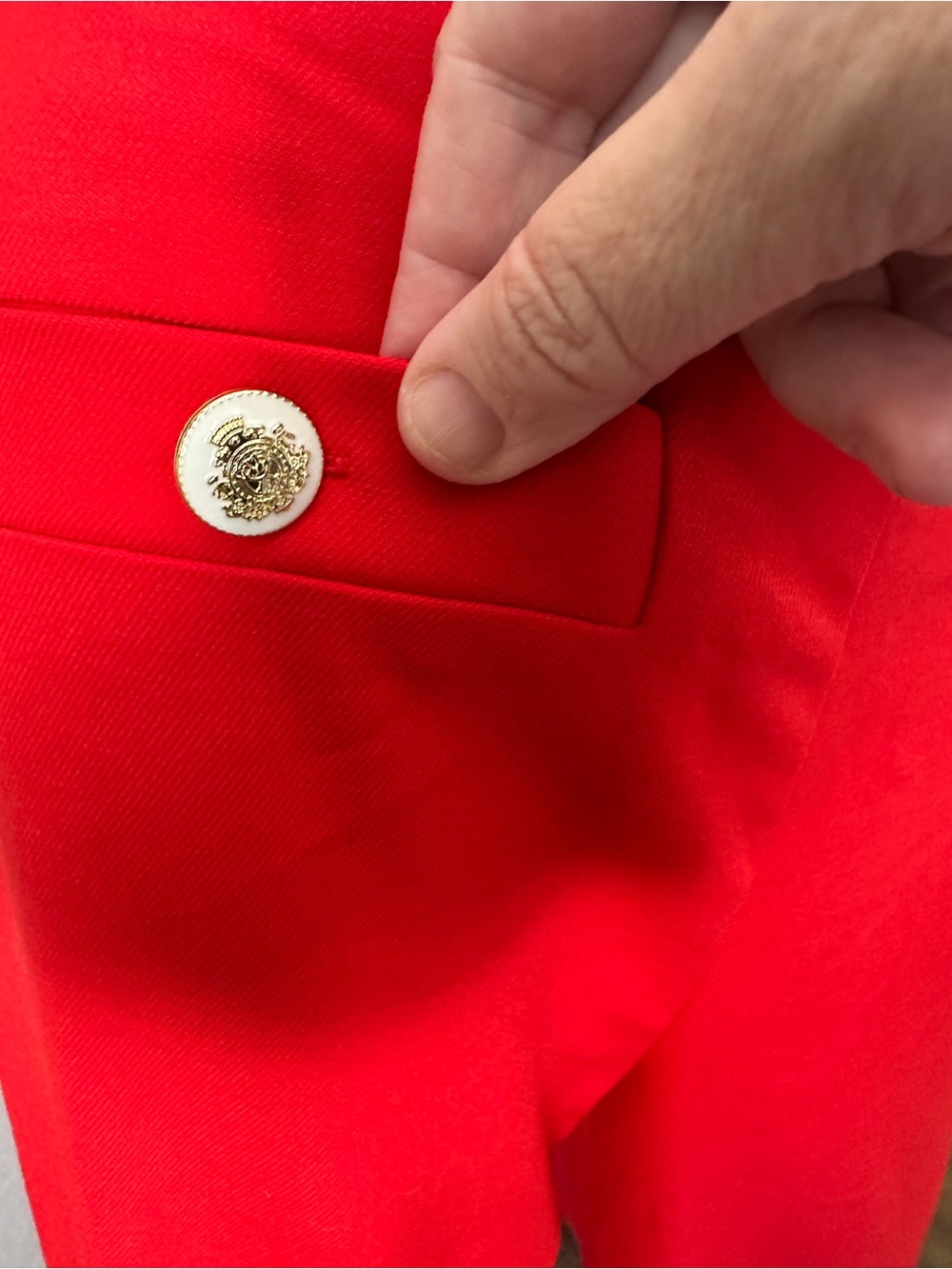 Ann Taylor Red Wide Leg Sailor Pants Gold Crest Buttons - Picture 7 of 9